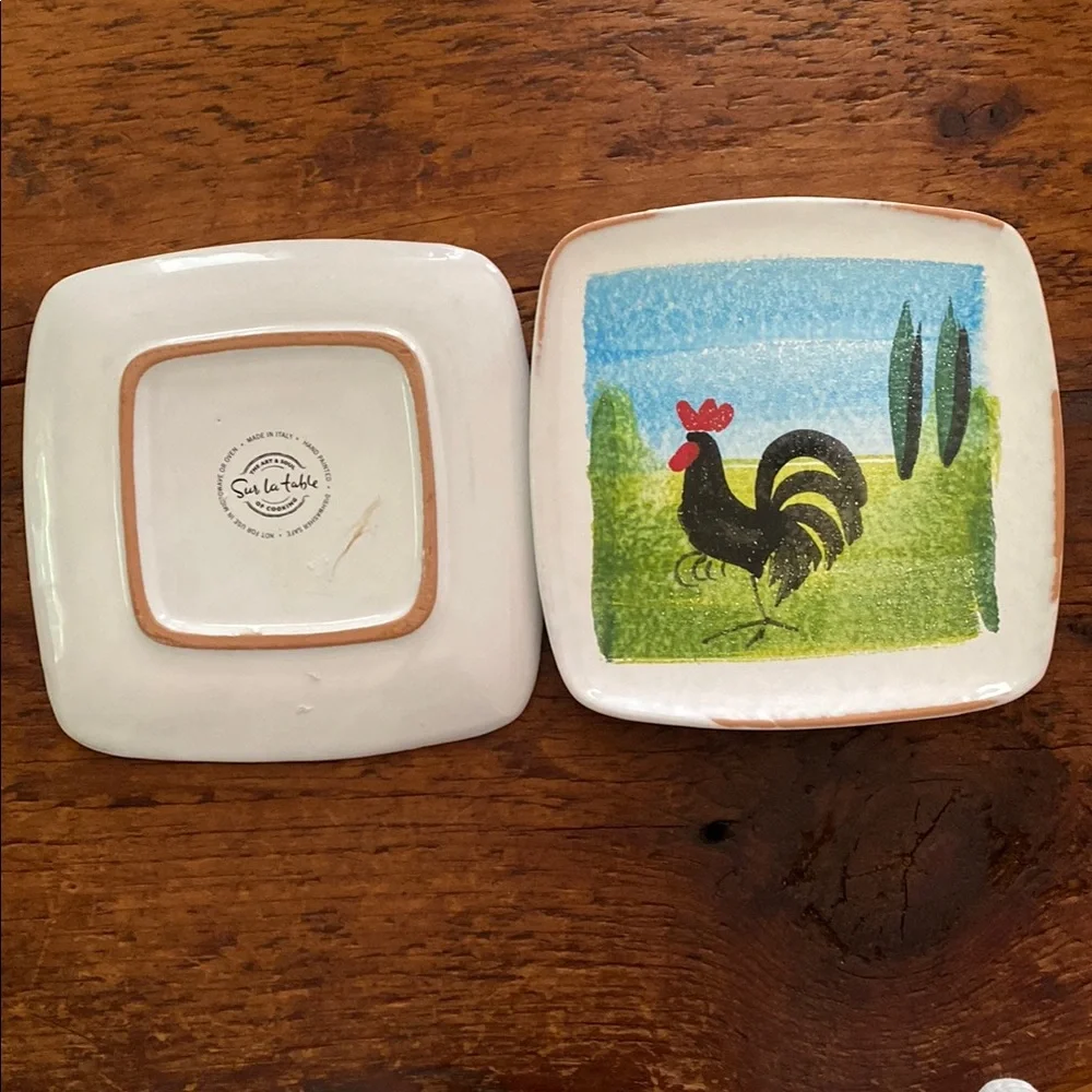 Set of 2 Sur La Table Rooster Square Plate